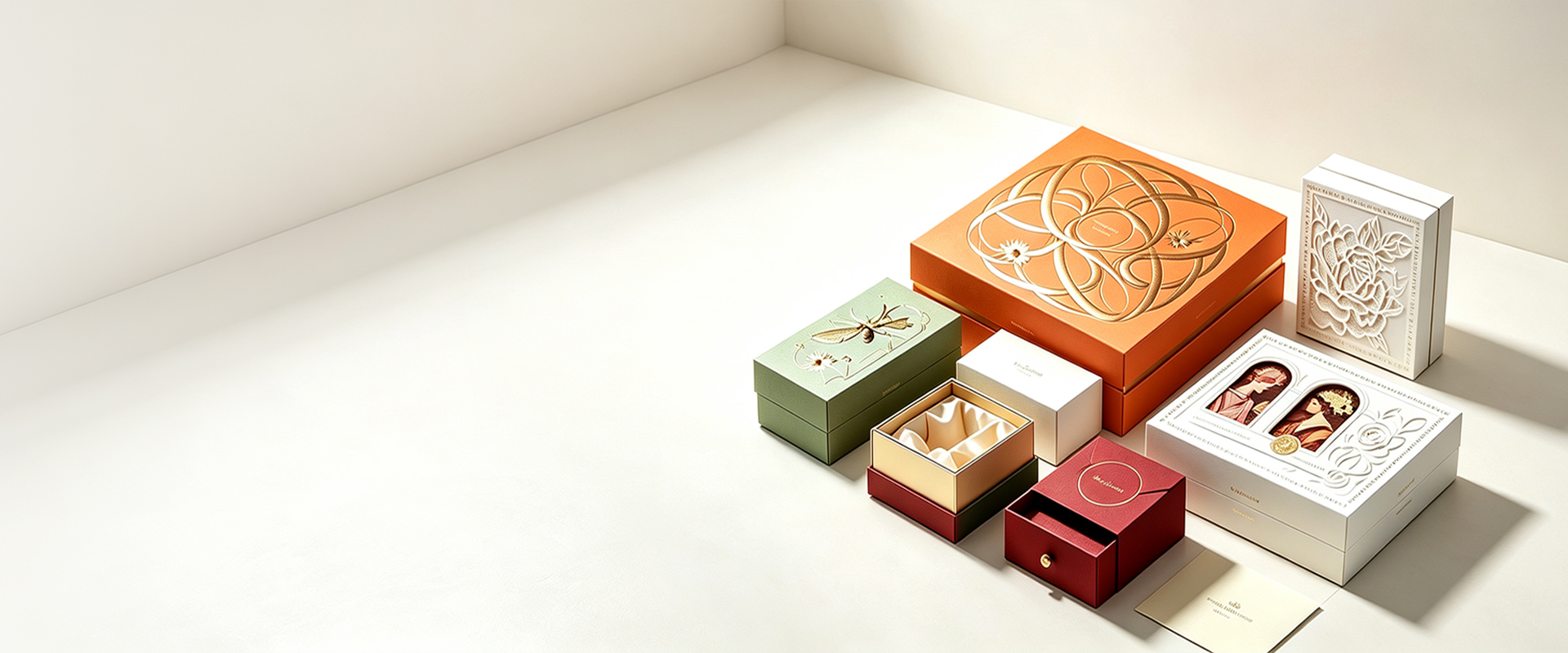 Custom rigid gift boxes with embossed decorative finishes